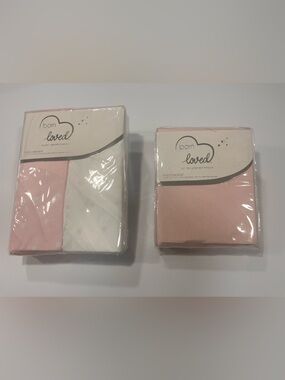 New Pink and White Baby Bedding Sheet Set - Soft Nursery Sheets